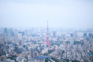 東京タワーを中心とする東京の街並み